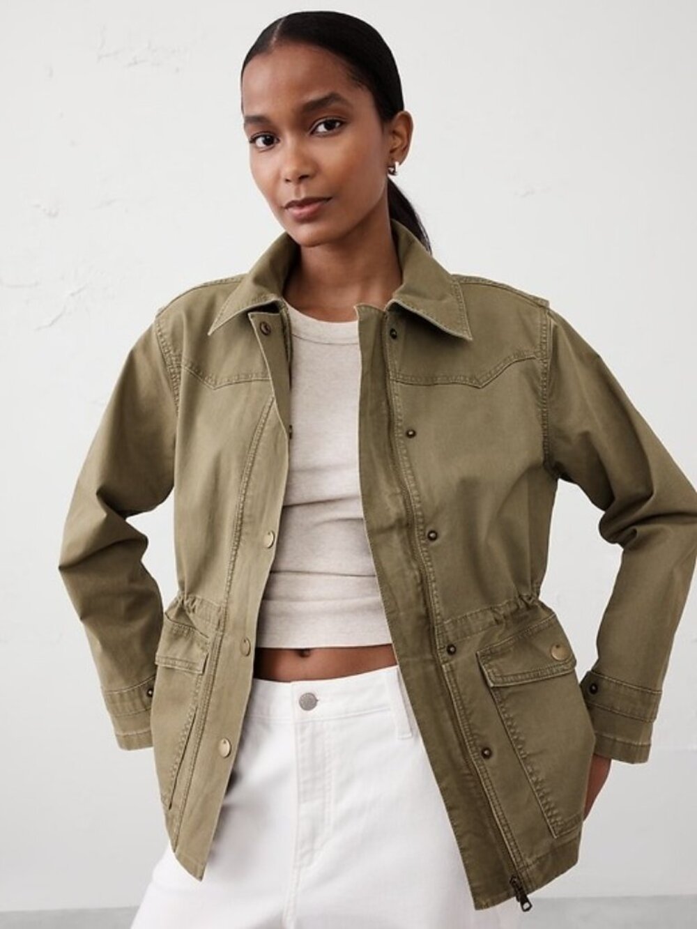 Banana Republic Chino Utility Jacket in Light Beige